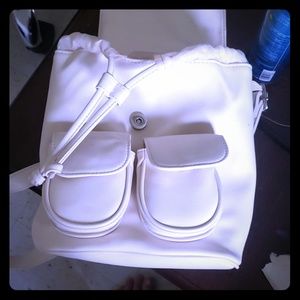 White leathe mini back pack